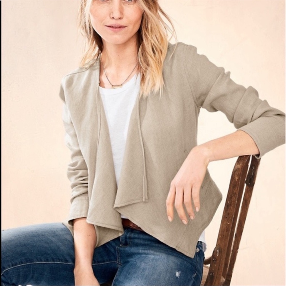 Garnet Hill Linen Blazer Waterfall Opening 14